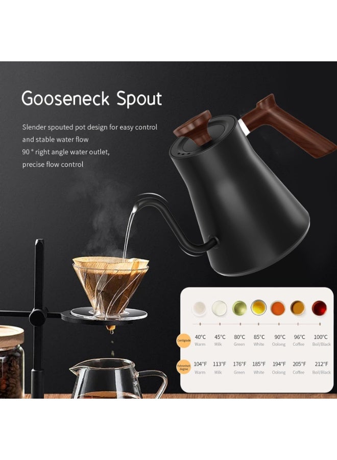 AoMige Electric Gooseneck Kettle,304 Stainless Steel Coffee Kettle with Temperature Control Presets,Quick Heating & Automatic Shut Off Electric Tea Pot for Pour Over Coffee,Brew Tea,Boil Hot Water, 0.9L - Image 2